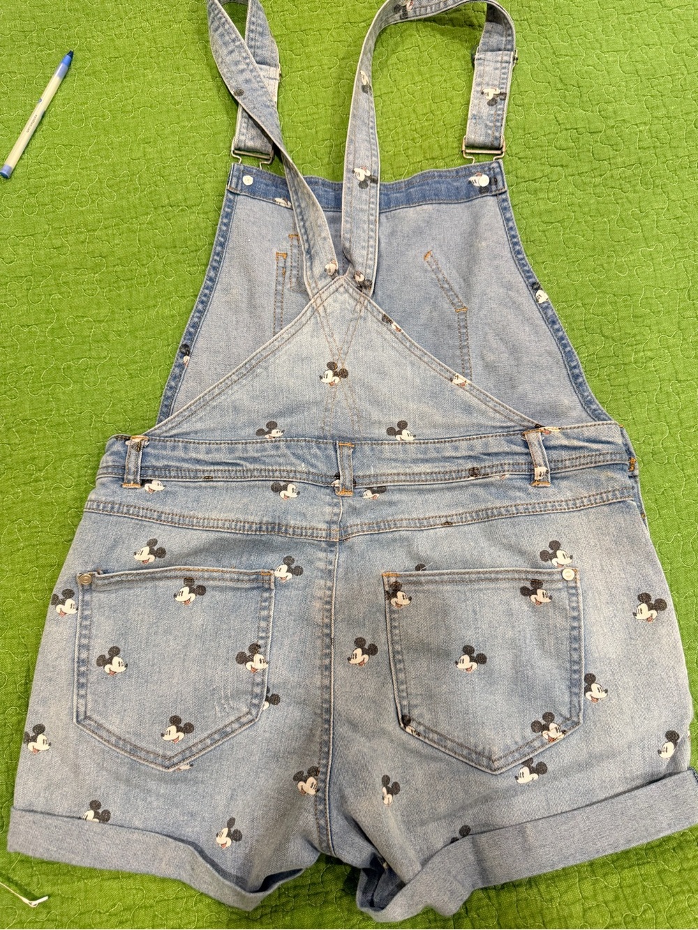 Disney Light Blue Denim Mickey Mouse Short Overalls - Picture 2 of 4